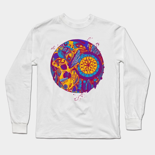 Triad Skull and Dreamcatcher Circle Long Sleeve T-Shirt by kenallouis